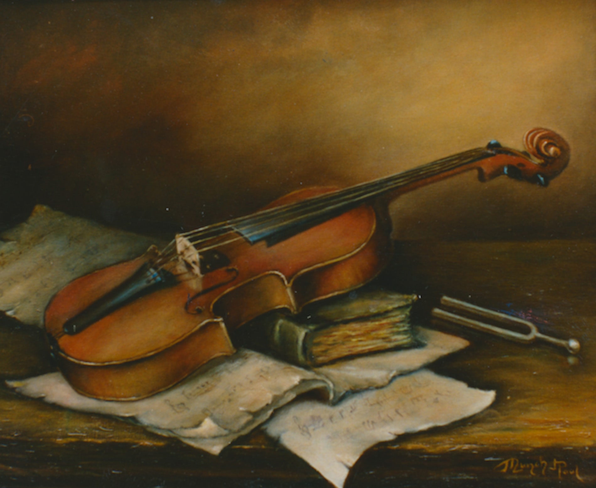 1987 Violon et partitions 46x38